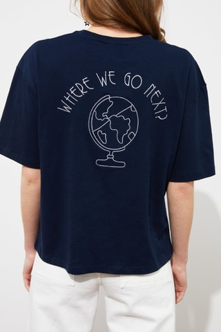 T-shirt relaxed - Marineblauw