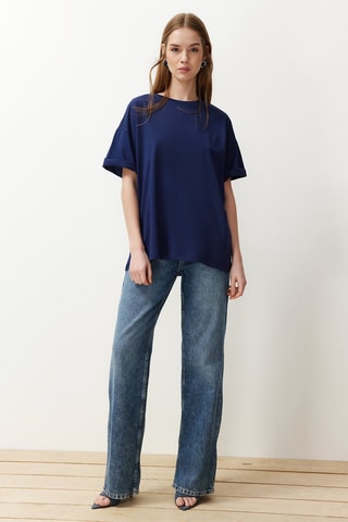 Oversized T-shirt - Marineblauw