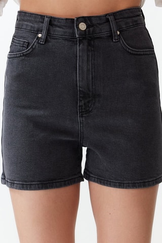 Short en jean taille haute - Anthracite