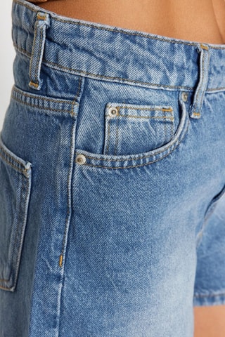 Short en jean taille haute - Bleu