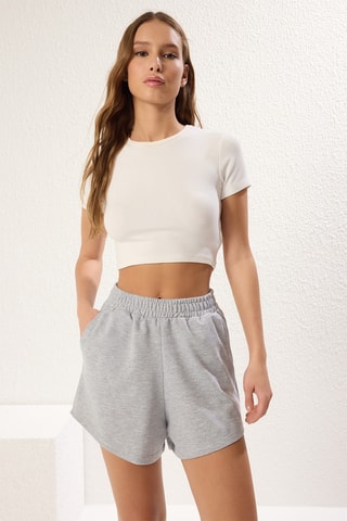 2 shorts taille haute - Gris clair chiné