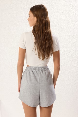 2 shorts taille haute - Gris clair chiné