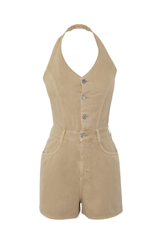 Combishort en jean - Beige