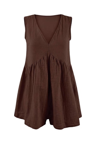 Combishort sans manches - Marron