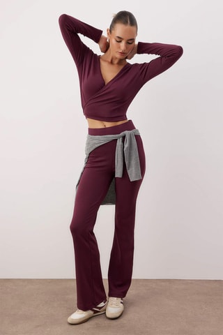 Top portefeuille et pantalon taille haute - Bordeaux