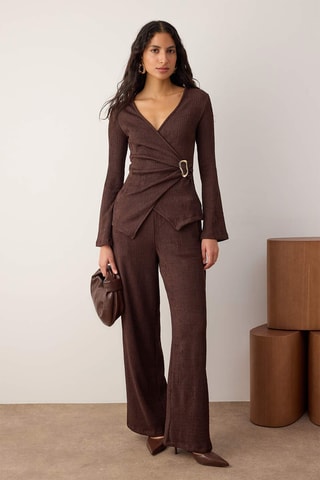 Top et pantalon en velours - Marron