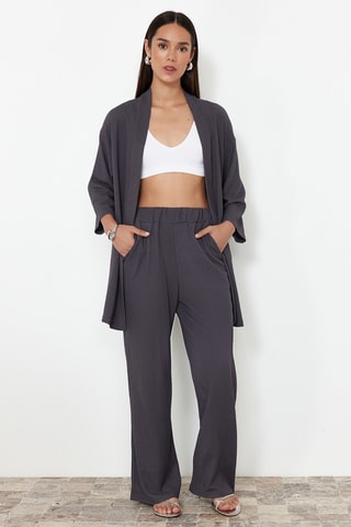 Kimono et pantalon taille haute - Anthracite