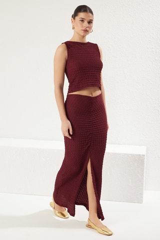 Crop top et jupe longue taille haute - Bordeaux