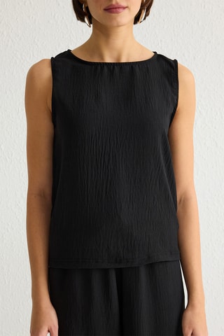 Top et pantalon wide legs taille haute - Noir