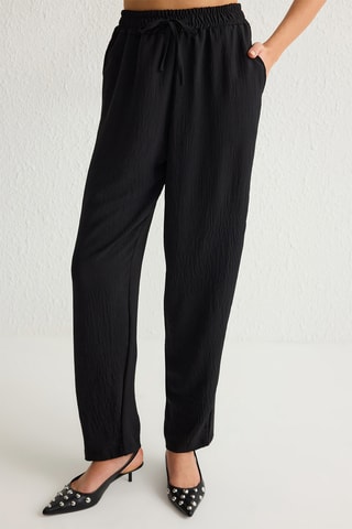 Top et pantalon wide legs taille haute - Noir