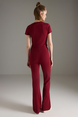 Crop top et pantalon taille haute - Bordeaux