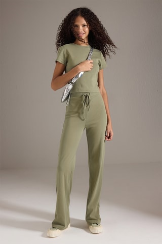 Crop top et pantalon taille haute - Kaki