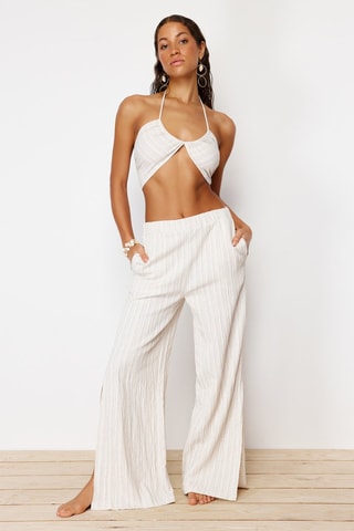 Crop top et pantalon - Ecru