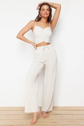 Crop top et pantalon - Ecru