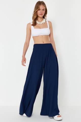 Pantalon de plage taille haute - Bleu marine