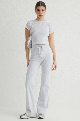 Top et pantalon slim - Gris chiné