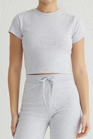 Top et pantalon slim - Gris chiné