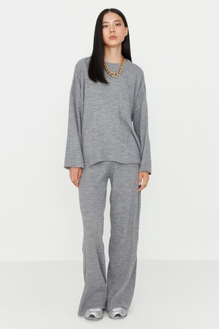 T-shirt et pantalon wide legs - Gris