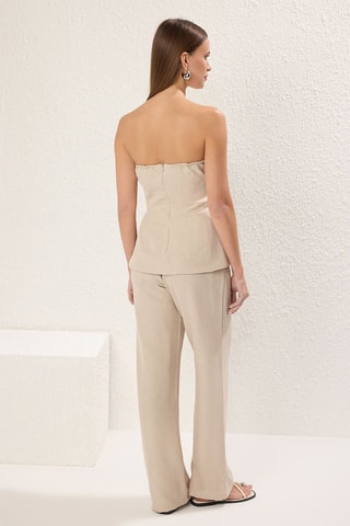 Top bustier regular et pantalon regular - Beige