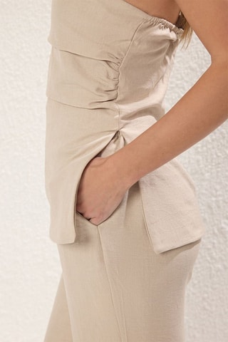 Top bustier regular et pantalon regular - Beige