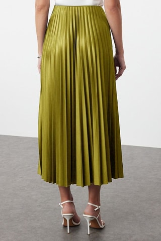 Jupe plissée taille haute - Vert olive