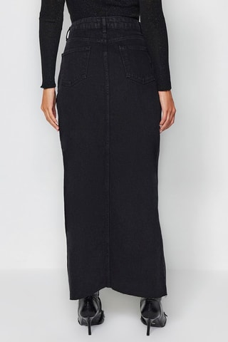 Jupe longue en jean taille haute Noir
