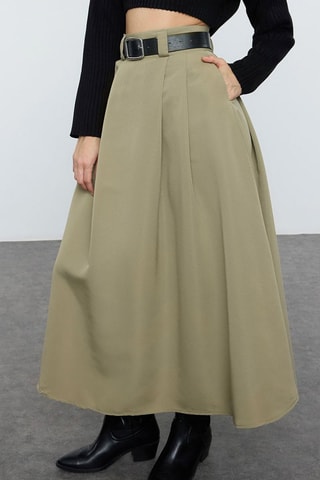 Jupe longue taille haute - Kaki