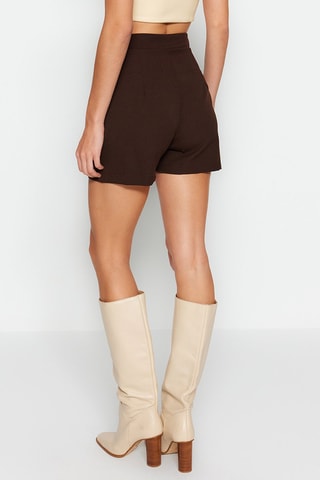 Jupe-short taille haute - Marron foncé