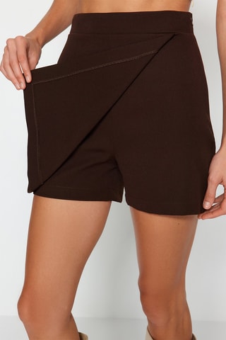 Jupe-short taille haute - Marron foncé