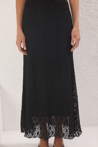 Jupe longue en dentelle - Noir