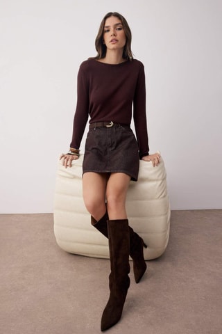 Jupe droite - Marron foncé