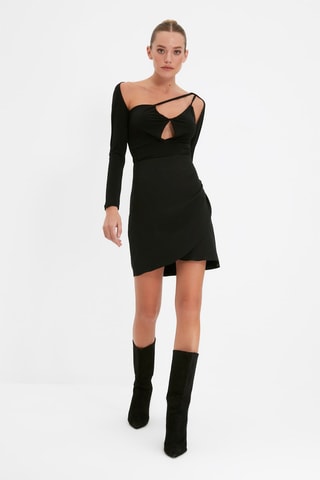 Jupe portefeuille taille haute - Noir