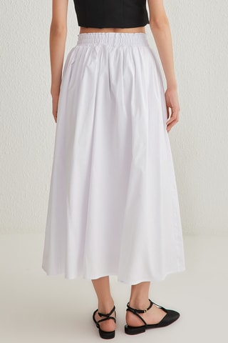 Jupe midi taille haute - Blanc