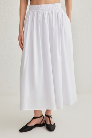 Jupe midi taille haute - Blanc