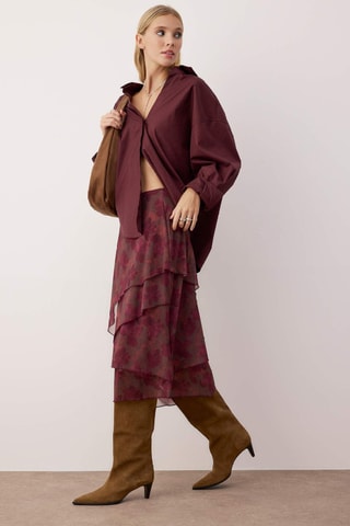 Jupe midi - Bordeaux