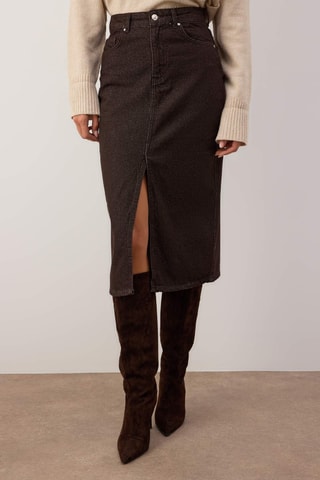 Jupe midi en jean - Marron