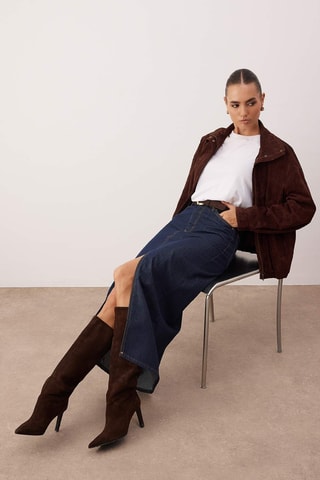 Jupe droite en jean - Bleu foncé