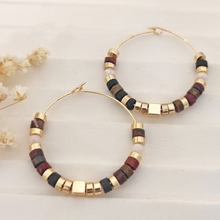 Argolas - Latão banhado e pedras variscite