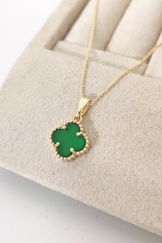 Colar folheado a ouro fino - Malaquite