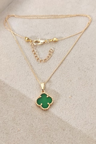 Colar folheado a ouro fino - Malaquite