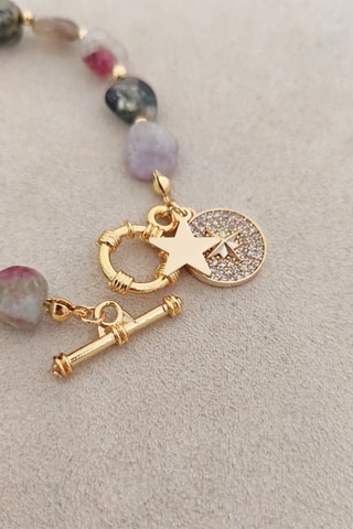 Pulseira - Folheado a ouro fino, zircões e turmalinas