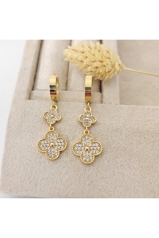 Brincos folheados a ouro fino - Zircões