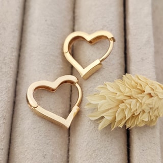 Brincos de corações - Latão banhado a ouro