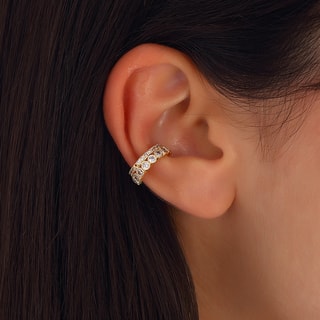 Earcuff - Latão banhado e zircónio