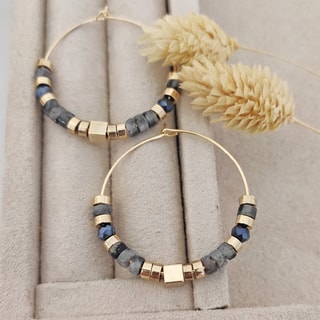 Argolas - Latão banhado a ouro e pedras de cristal