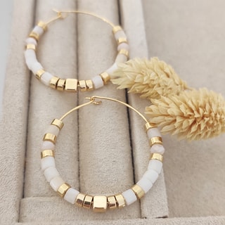 Argolas - Latão banhado e pedras variscite