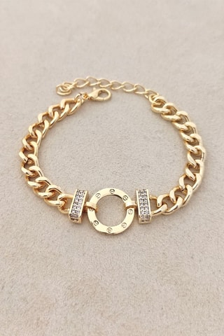 Pulseira folheada a ouro fino - Zircões
