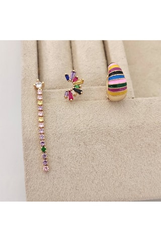 3 brincos folheados a ouro fino - Zircões