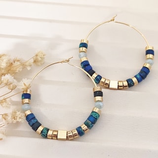 Argolas - Latão banhado e pedras turquesa 