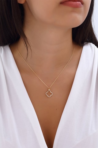 Colar folheado a ouro fino - Zircões